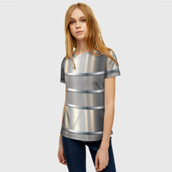 Женская футболка 3D Металлические полосы - текстура алюминия - фото 2