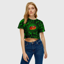 Женская футболка Crop-top 3D Глаз зеленого дракона - фото 2