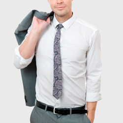 Галстук с принтом Круг с узором для мужчины, вид на модели спереди №3. Цвет основы: белый