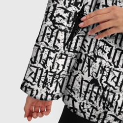Куртка с принтом Надпись готик для женщины, вид на модели спереди №4. Цвет основы: черный