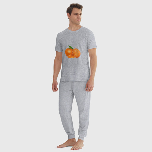 Мужская пижама хлопок с принтом Мандарины цитрусовые, вид сбоку #3