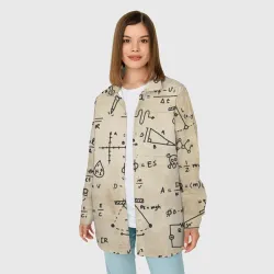 Женская рубашка oversize 3D Научные формулы на старой бумаге - фото 2