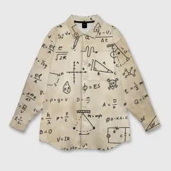Женская рубашка oversize 3D Научные формулы на старой бумаге