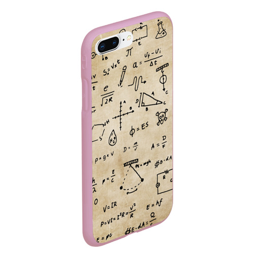 Чехол для iPhone 7Plus/8 Plus матовый Научные формулы на старой бумаге, цвет розовый - фото 3
