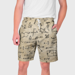 Мужские шорты 3D Научные формулы на старой бумаге