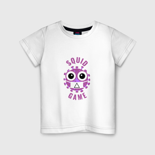 Детская футболка хлопок с принтом Covid squid game, вид спереди #2