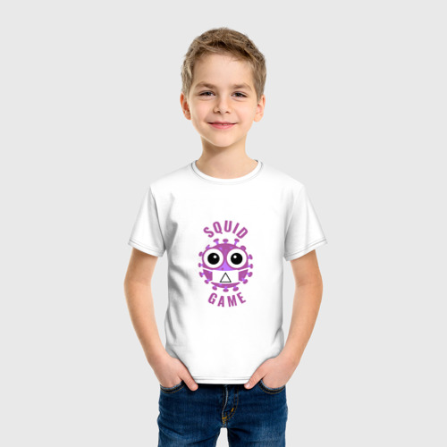 Детская футболка хлопок с принтом Covid squid game, фото на моделе #1