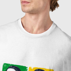 Футболка с принтом Kiss Mona Lisa pop-art для женщины, вид на модели спереди №4. Цвет основы: белый