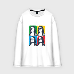 Мужской лонгслив oversize хлопок Kiss Mona Lisa pop-art