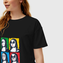 Женская футболка хлопок Oversize Kiss Mona Lisa pop-art - фото 2