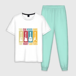 Мужская пижама с белой футболкой хлопок Гитар не бывает много