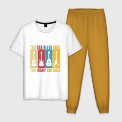 Мужская пижама с белой футболкой хлопок Гитар не бывает много