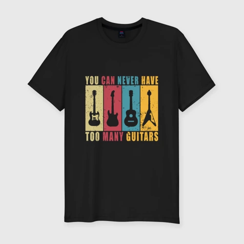 Мужская футболка хлопок Slim с принтом Гитар не бывает много, вид спереди #2