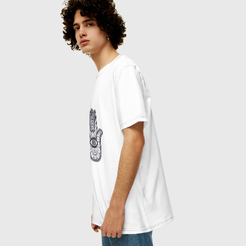 Мужская футболка хлопок Oversize с принтом Хамса, вид сбоку #3