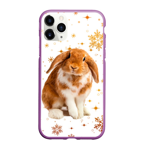 Чехол для iPhone 11 Pro Max матовый с принтом Рыжий кролик 2023, вид спереди #2