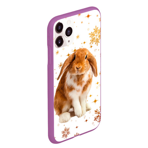 Чехол для iPhone 11 Pro Max матовый с принтом Рыжий кролик 2023, вид сбоку #3