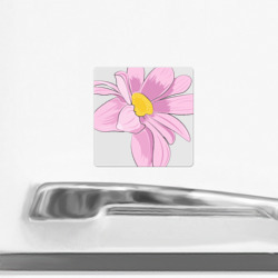 Магнит с принтом Розовая маргаритка для любого человека, вид спереди №2. Цвет основы: белый