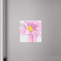 Магнит с принтом Розовая маргаритка для любого человека, вид спереди №4. Цвет основы: белый