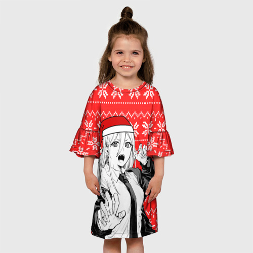 Детское платье 3D Новогодняя Пауэр: Человек-бензопила, цвет 3D печать - фото 4