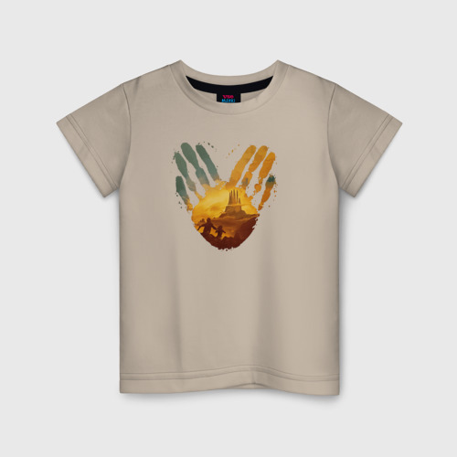 Детская футболка хлопок с принтом Отпечаток ладоней GoW Ragnarok, вид спереди #2