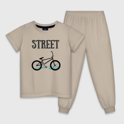 Детская пижама хлопок с принтом Street BMX, вид спереди #2