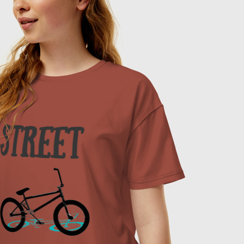 Женская футболка хлопок Oversize с принтом Street BMX, фото на моделе #1