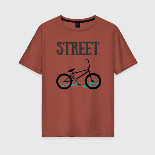 Женская футболка хлопок Oversize с принтом Street BMX, вид спереди #2