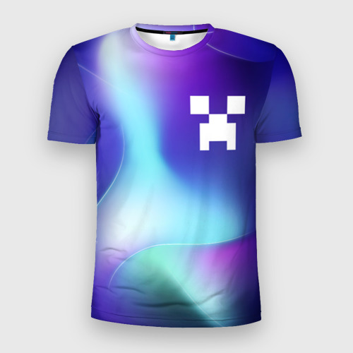 Мужская футболка 3D Slim с принтом Minecraft northern cold, вид спереди #2