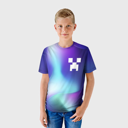 Детская футболка 3D с принтом Minecraft northern cold, фото на моделе #1