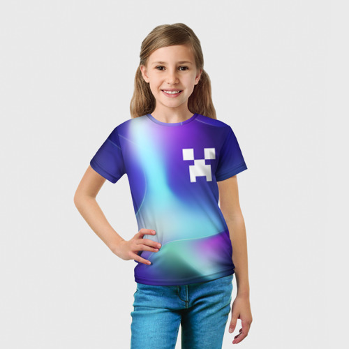 Детская футболка 3D с принтом Minecraft northern cold, вид сбоку #3