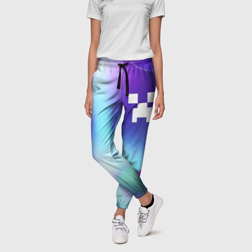 Женские брюки 3D с принтом Minecraft northern cold, фото на моделе #1