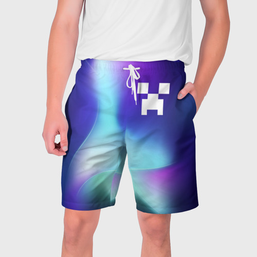 Мужские шорты 3D с принтом Minecraft northern cold, вид спереди #2