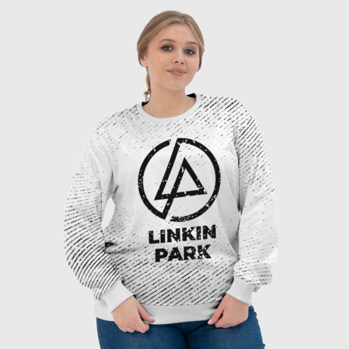 Женский свитшот 3D Linkin Park с потертостями на светлом фоне, цвет 3D печать - фото 6