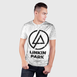 Мужская футболка 3D Slim Linkin Park с потертостями на светлом фоне - фото 2