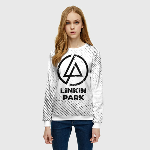 Женский свитшот 3D Linkin Park с потертостями на светлом фоне, цвет 3D печать - фото 3