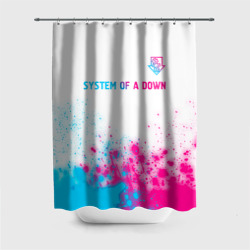 Штора 3D для ванной System of a Down neon gradient style: символ сверху