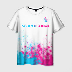 Мужская футболка 3D System of a Down neon gradient style: символ сверху