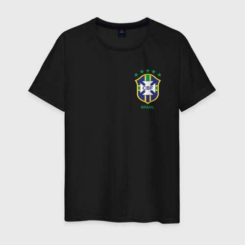 Мужская футболка из хлопка с принтом Сборная Бразилии, вид спереди №1