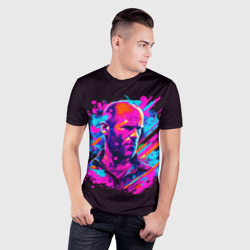 Мужская футболка 3D Slim Jason Statham - neon pop art - фото 2