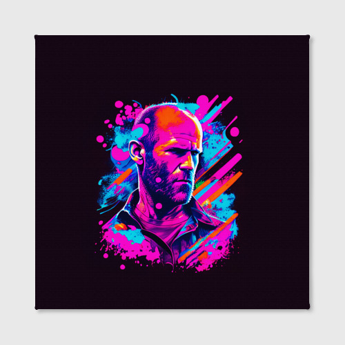 Холст квадратный Jason Statham - neon pop art, цвет 3D печать - фото 2