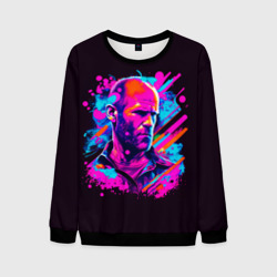 Мужской свитшот 3D Jason Statham - neon pop art