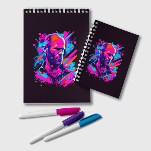 Блокнот Jason Statham - neon pop art, цвет точка