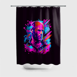 Штора 3D для ванной Jason Statham - neon pop art