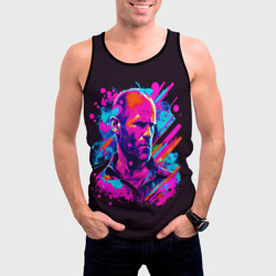 Мужская майка 3D Jason Statham - neon pop art - фото 2