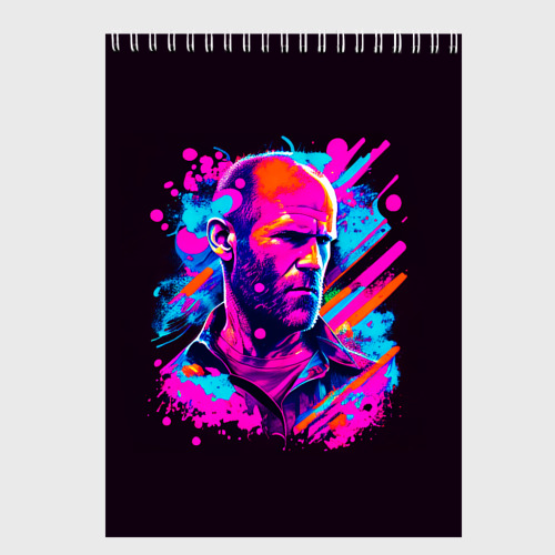 Скетчбук Jason Statham - neon pop art, цвет белый