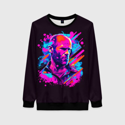 Женский свитшот 3D Jason Statham - neon pop art