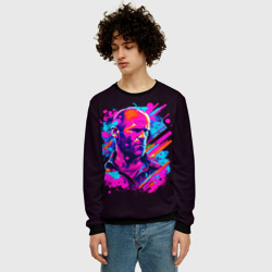 Мужской свитшот 3D Jason Statham - neon pop art - фото 2