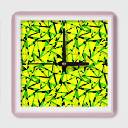 Желтый геометрический  узор  – Настенные часы квадратные с принтом купить