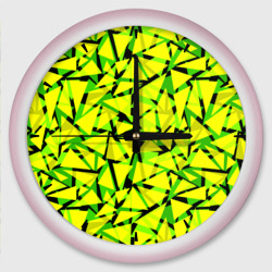 Желтый геометрический  узор  – Настенные часы круглые с принтом купить