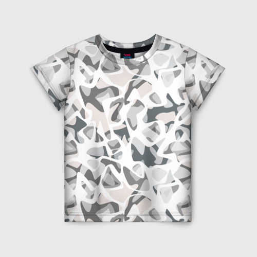 Детская футболка 3D Абстрактный пятнистый узор Камуфляж зимний, цвет 3D печать
